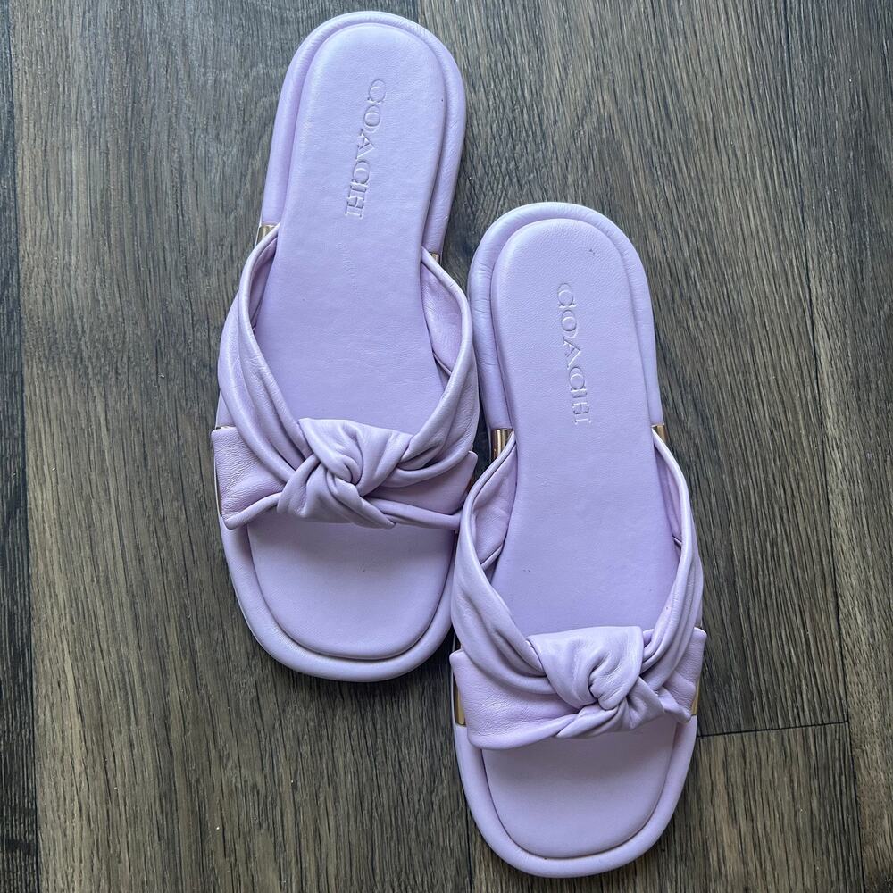 Coach Purple Brooklyn Leather Slides Size 8 - Picture 8 of 14